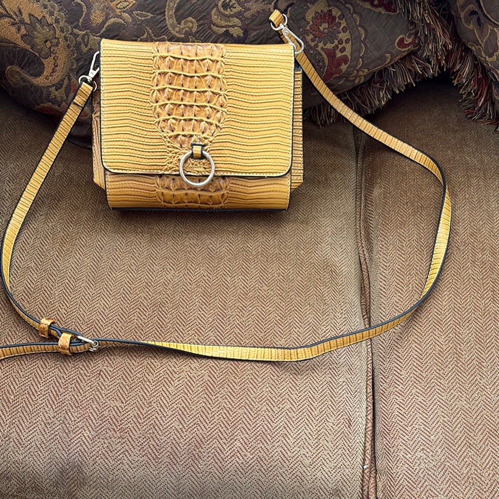 Le Miel Yellow Croc-Embossed Crossbody Bag | Adjustable Strap, Gift-Ready